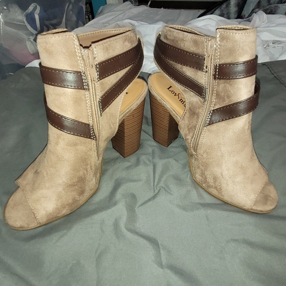 Lov Mark Open Toe Suede Booties size 10 - Picture 7 of 13